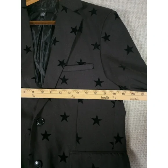 Jay Walker Mens Blazer Jacket Black All Over Star Print Size S - Picture 5 of 8